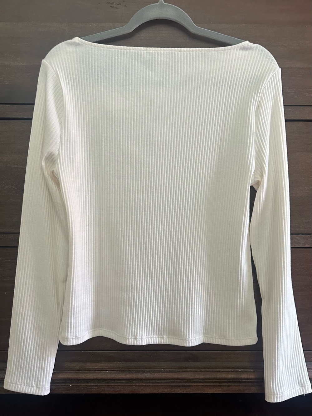 🍁 🆕 LOFT Asymmetric Neckline Top/Tee. Long Sleeve. Whisper White, Size L. NWT - Picture 4 of 11